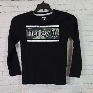 Boys Hurley Black Camo Logo Long Sleeve Tee 10-12